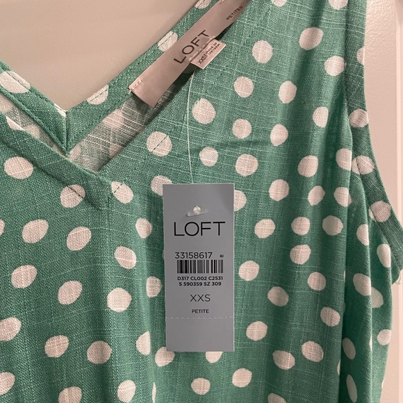 NWT XXSP LOFT Dotted Godet Double V Midi Dress - Picture 3 of 4